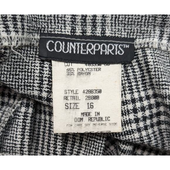 Vintage 90s Pants Black White Plaid High Waist Misses Size 16 New - Picture 5 of 7